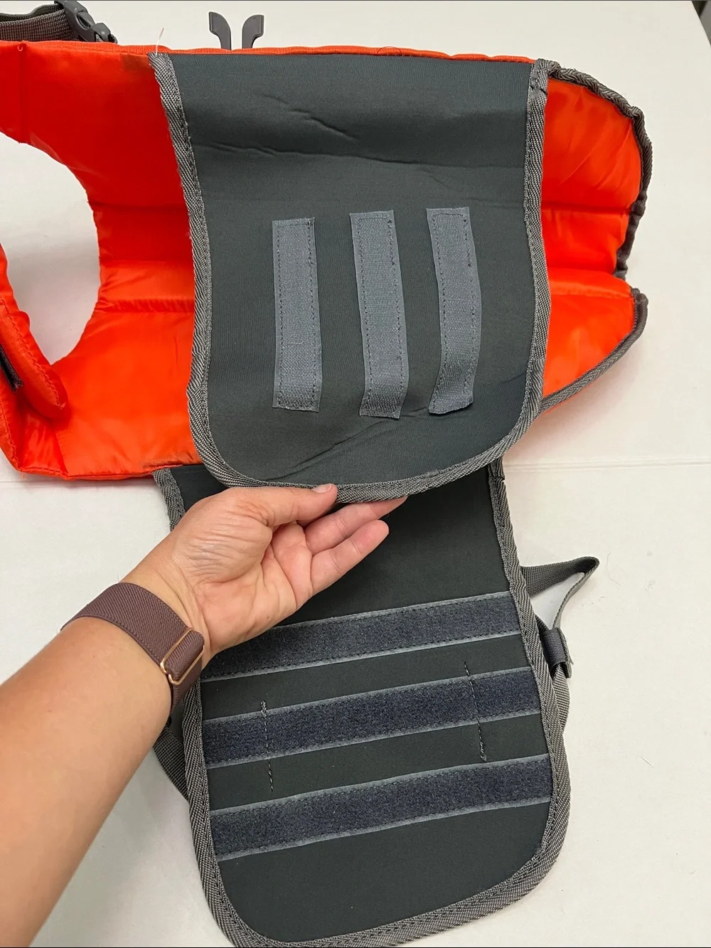 Outward Hound High-Visibility Orange & Gray Dog Life Jacket with Grab Handle L